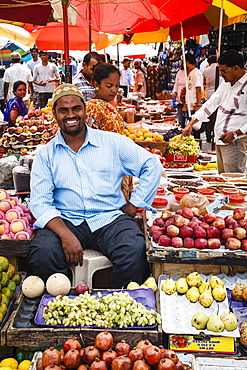 Fruit and vegetable stalls at Mapusa Market, Goa, India, Asia