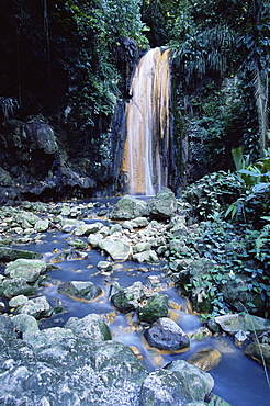 The Diamond Waterfalls at the Diamond Botanical Gardens, Soufriere, island of St. Lucia, Windward Islands, West Indies, Caribbean, Central America