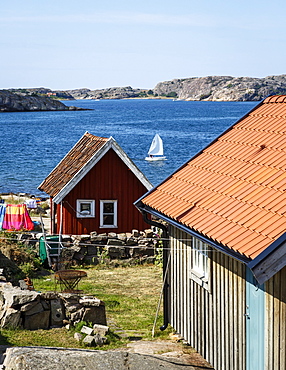 Timber houses in Fjallbacka, Bohuslan region, west coast, Sweden, Scandinavia, Europe