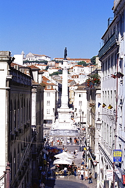 View over Rossio Square, Praca Dom Pedro IV, Lisbon, Portugal, Europe