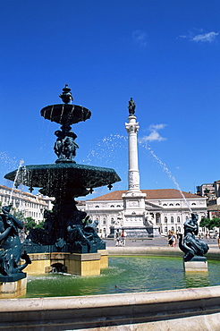 Rossio Square, Praca Dom Pedro IV, Lisbon, Portugal, Europe