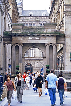 People walking in Royal Exchange Square, the commercial heart of the city, Glasgow, Scotland, United Kingdom, Europe