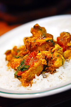 Chicken curry Balti dish at Al Frash restaurant in the Balti Triangle. Birmingham, England, United Kingdom, Europe