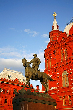 Statue of Marshal Georgy Zhukov by the Historical Museum at Manezhnaya Square, Moscow, Russia, Europe