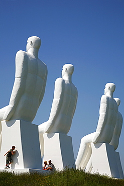 Mennesket ved Have statue of the artist Wiig Hansen located by the beach in Esbjerg, Jutland, Denmark, Scandinavia, Europe