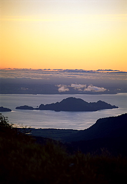 Island view from Puyehue volcano, Lago Puyehue (Lake Puyehue), Chile, South America