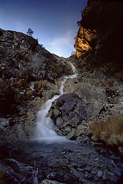 Glacier water runs off the Andes in the Cordillera Blanca, Lago Churup, Peru, South America