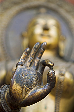 Statue of river goddess Jamuna, Mul Chowk courtyard, Durbar Square, Patan, Kathmandu Valley, Nepal, Asia