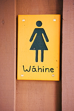 Sign on washroom door, New Zealand, Pacific