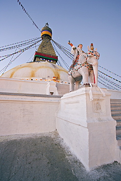 Dawn at Boudha, the Tibetan Buddhist stupa at Bodhnath, UNESCO World Heritage Site, Kathmandu, Nepal, Asia