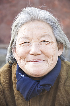 Portrait of old Chinese woman, Tanzhe Temple, Beijing, China, Asia