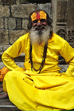 Portrait of Sadhu, Pashupatinath temple, UNESCO World Heritage Site, Kathmandu, Nepal, Asia