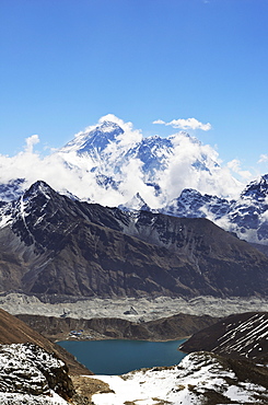 View from Renjo Pass of Mount Everest, Everest Himalayan Range and Gokyo Lake, Sagarmatha National Park, UNESCO World Heritage Site, Solukhumbu District, Sagarmatha, Eastern Region (Purwanchal), Nepal, Himalayas, Asia