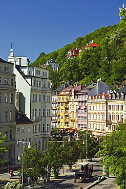 Historic spa section of Karlovy Vary, Bohemia, Czech Republic, Europe 