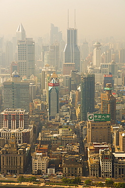 Aerial view from Oriental Pearl Tower of Huangpu District, Shanghai, China, Asia