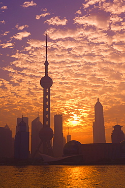 Lujiazui Finance and Trade zone, with Oriental Pearl Tower, and Huangpu River, Pudong New Area, Shanghai, China, Asia