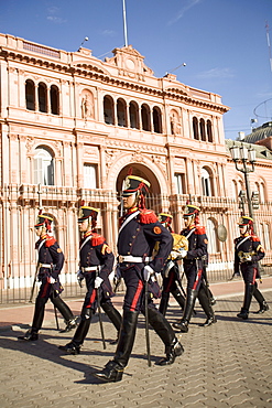 Guards marching in front of Casa Rosada, Buenos Aires, Argentina, South America