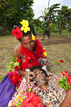 Demonstration of traditional Facial Tattoo, Tufi, Oro Province, Papua New Guinea