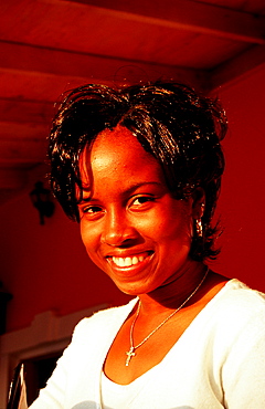 Smiling girl, Bahamas, Freeport, Grand Bahama