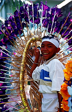 Young boy at Hindu Temple, Indonesia, Bali, Ubud