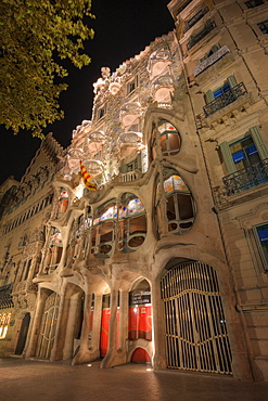 Facade of Casa Batllo of Architect Antoni Gaudi, Barcelona, Catalonia, Spain