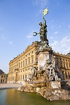 Residence of Wuerzburg with Franconia Fountain, Wuerzburg, Franconia, Bavaria, Germany