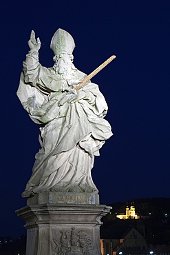 Statue on Old Main Bridge, Wuerzburg, Franconia, Bavaria, Germany