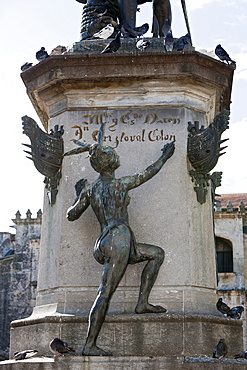 Detail of Columbus Memorial Statue at Plaza Colon, Santo Domingo, Dominican Republic, West Indies, Central America