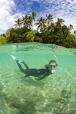 Snorkeling in Lagoon of Ahe Island, Cenderawasih Bay, West Papua, Indonesia, Southeast Asia, Asia