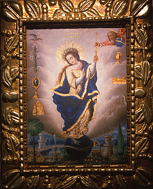 School of Painting 18thc, 'Virgen Imaculada' by Manuel de Samaniego, collection of Banco Central de Ecuador, Quito, Ecuador