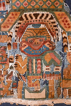 Mochica Culture, 500AD anthropomorphic figure woven of alpaca and cotton in the collection of the Museo Amano, Lima, Peru