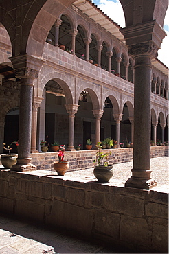 Coricancha or Inca Sun Temple the most sacred of Inca temples, it was once covered in gold now within the walls of Santo Domingo Church, Cuzco, Peru