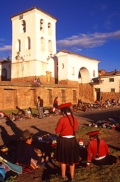 Chinchero, an ancient village near Cuzco its colonial church is built on Inca foundations and is famous for its weekly craft market, Highlands, Peru