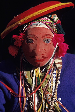 Inti Raymi dancer in traditional dress during the Incan Festival of the Sun, held at Sacsayhuaman, above Cuzco on June 24th, Peru