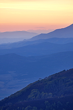 Mountain layers at sunset, Manti-La Sal National Forest, Utah, United States of America, North America