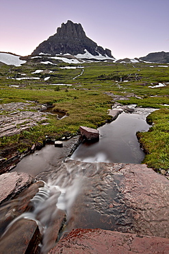 Clements Mountain and the Hanging Gardens at dusk, Glacier National Park, Montana, United States of America, North America