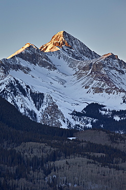 Wilson Peak in the winter at first light, Uncompahgre National Forest, Colorado, United States of America, North America 