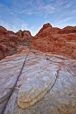 White and salmon sandstone hills, Valley of Fire State Park, Nevada, United States of America, North America