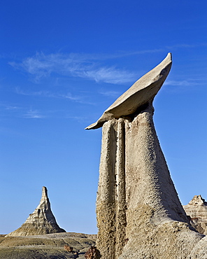 Hoodoo and cone, Bisti Wilderness, New Mexico, United States of America, North America