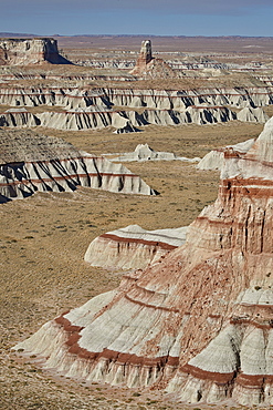 Badlands with red layers, Hopi Reservation, Arizona, United States of America, North America