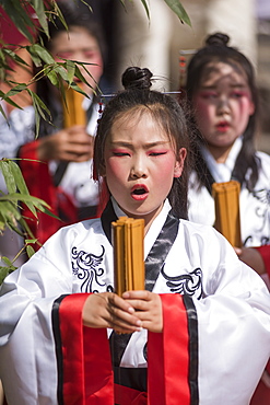 Zhangqian Memorial Hall, ceremony offering sacrifices to Zhangqian, Chenggu, Shaanxi Province, China, Asia