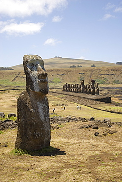 Walking Moai, Ahu Tongariki, UNESCO World Heritage Site, Easter Island (Rapa Nui), Chile, South America