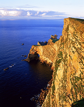 Da Nort Bank, natural arches and cliffs, Foula, Shetland Islands, Scotland, United Kingdom, Europe