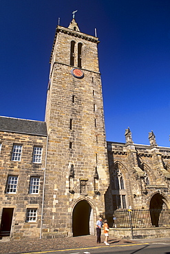 St. Salvator's Chapel and clock tower, St. Andrews University, the oldest in Scotland, founded in 1413, St. Andrews, Fife, Scotland, United Kingdom, Europe