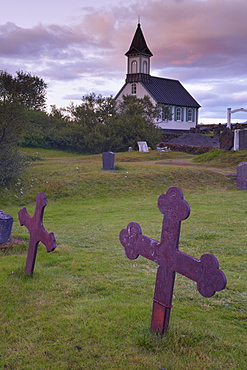 Iceland's National Cemetery near Thingvellir church in Thingvellir National Park, UNESCO World Heritage Site, south-west of Iceland (Sudurland), Iceland, Polar Regions