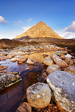 Buachaille Etive Mor and River Coupall, Glen Coe (Glencoe), Highland region, Scotland, United Kingdom, Europe