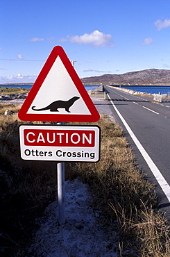 Otters road sign, Shetland Islands, Scotland, United Kingdom, Europe