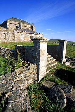 Brough Lodge, a impressive mansion, built in 1820 for Arthur Nicolson, laird of Fetlar, Fetlar, Shetland Islands, Scotland, United Kingdom, Europe