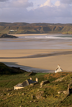 Uig sands (Traigh Chapadail) tidal area, from near Timsgarry, Isle of Lewis, Outer Hebrides, Scotland, United Kingdom, Europe