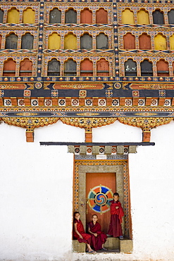 Buddhist monks, Paro Dzong, Paro, Bhutan, Asia